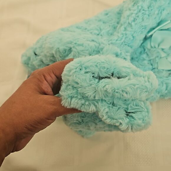 HP Little Me Toddler Girl Faux Fur Spring Jacket 12 Months Light Aqua - Picture 14 of 16